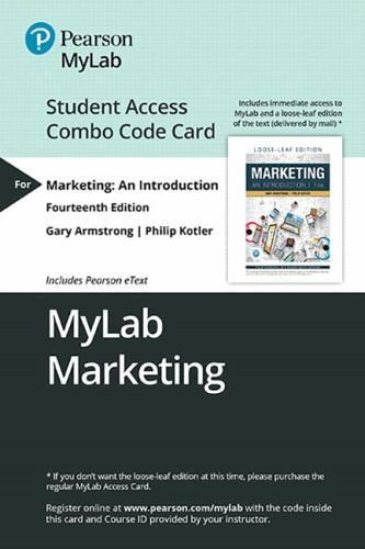 Pearson MyLab Marketing Student Access Combo Code Card. Unopened. Fourteenth Ed