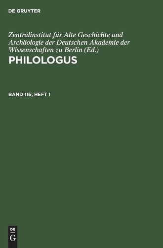 Philologus. Band 116, Heft 1 (Hardback)