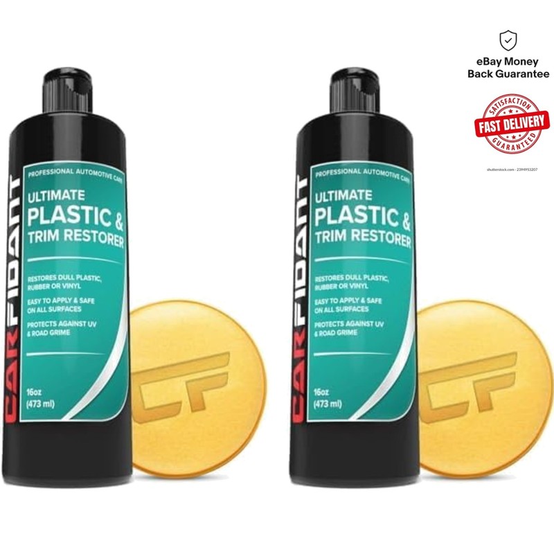 Car Plastic & Vinyl Restorer – 2 Pack for Deep Black Finish & Weather Protection