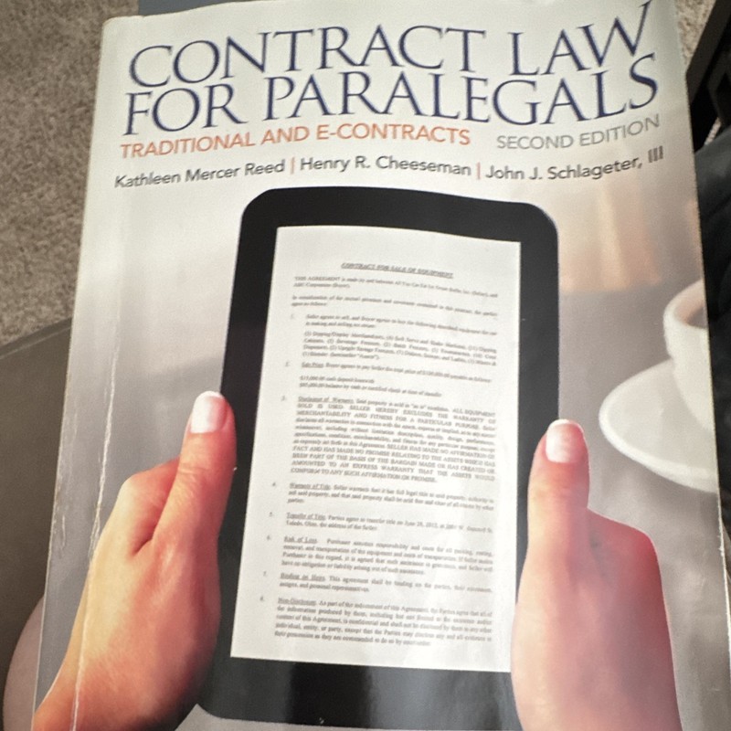 Pearson Contract Law for Paralegals 2nd Ed Reed Cheeseman Paperback 2013