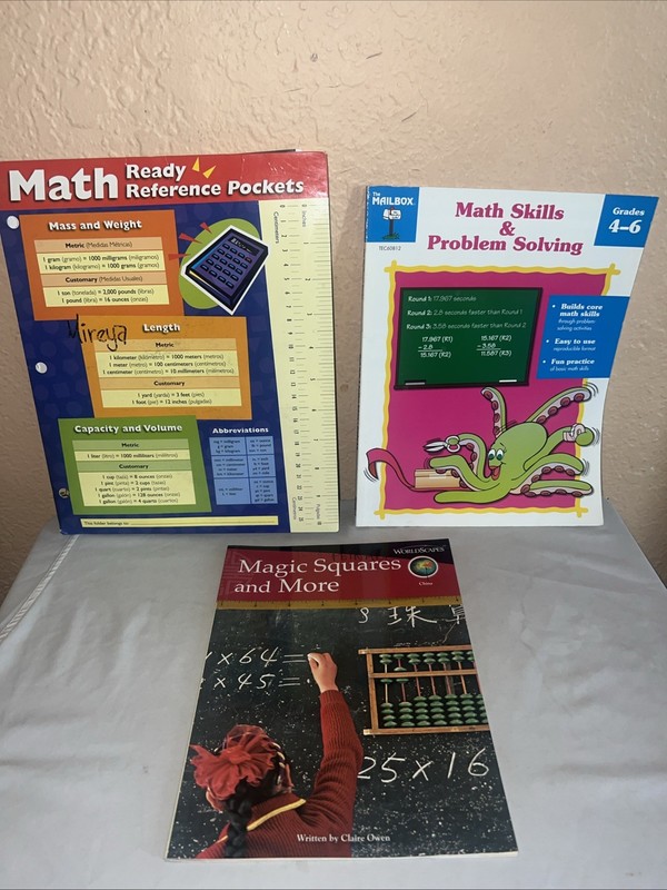 Lot Of 3 Math Booklets And Math Problems For Children – 4th Grade + – VERY GOOD
