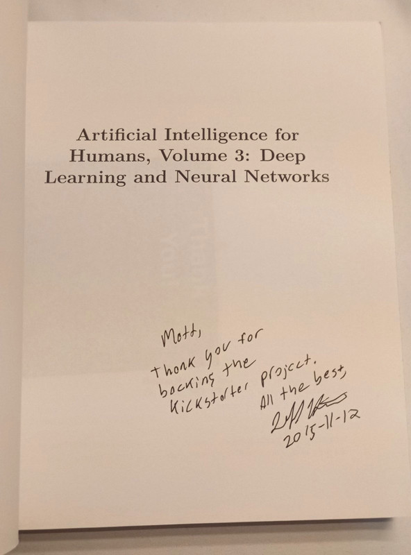 Artificial Intelligence for Humans Vol 3 Heaton SIGNED Deep Learning Neural Net gallery