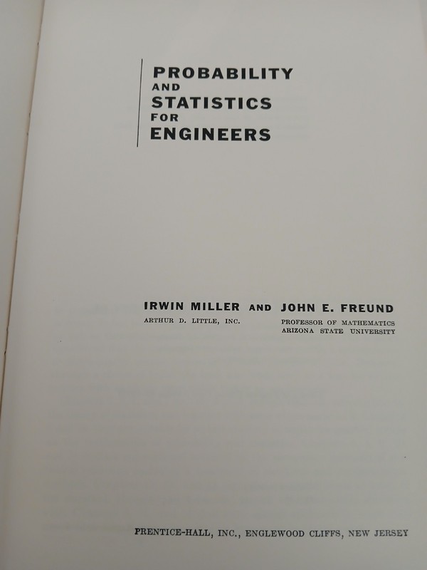 Irwin Miller / Probability and Statistics for Engineers Prentice-Hall 1965 gallery