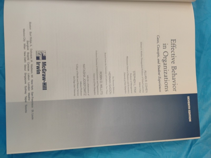 EFFECTIVE BEHAVIOR IN ORGANIZATIONS By Cohen, Fink, Gadon, Willits, 2001 gallery