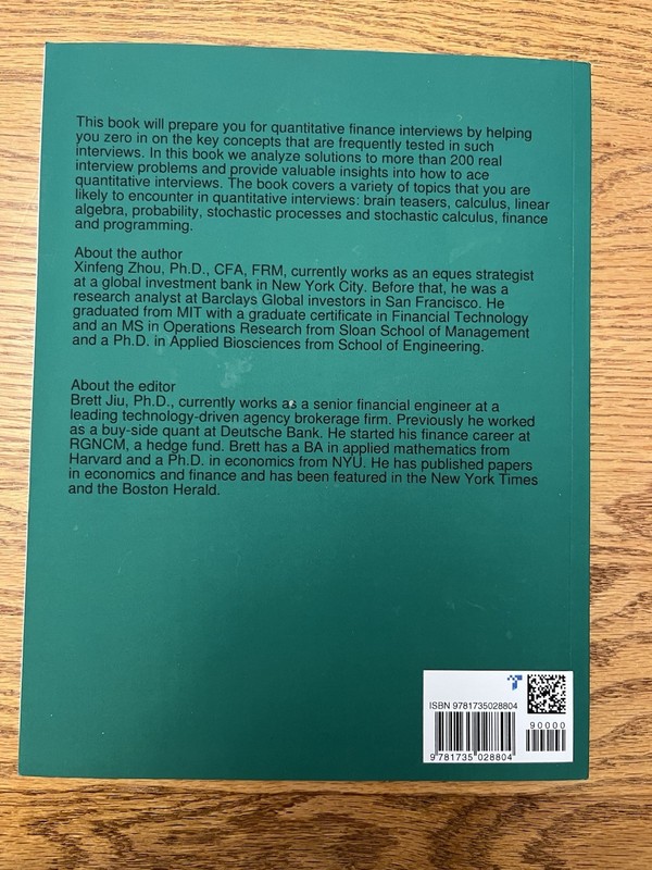 Practical Guide to Quantitative Finance Interviews by Xinfeng Zhou (2020, Trade gallery