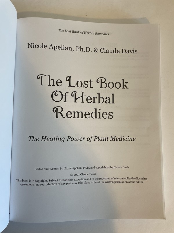The Lost Book of Herbal Remedies Nicole Apelian Claude Davis 2021 Paperback VG gallery