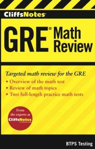 CliffsNotes GRE Math Review – Paperback, by Btps Testing . – Very Good