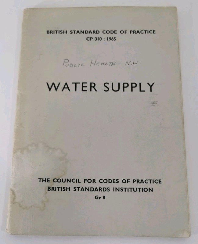 Water Supply British Standard Code of Practice CP310, 1965 Vintage Books History