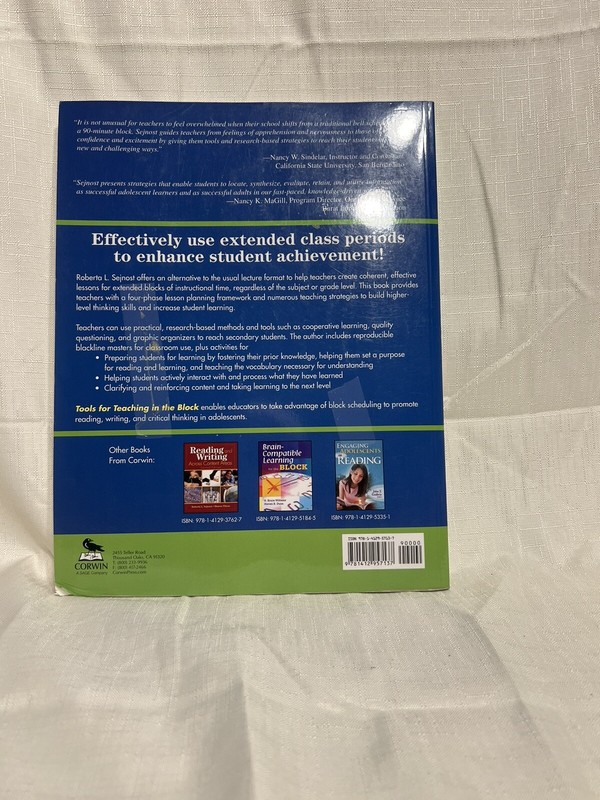Tools for Teaching in the Block by Roberta L. Sejnost (2009, Trade Paperback) gallery