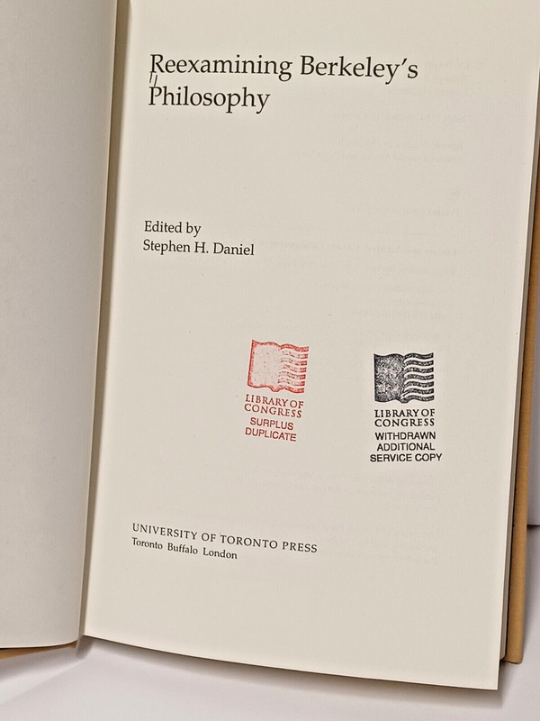 Library Of Congress Book Reexamining Berkley's Philosophy Stephen H. Daniel UTP gallery