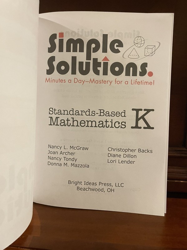 Simple Solutions Mathematics Grade K Workbook Kindergarten Math Homeschool NEW gallery
