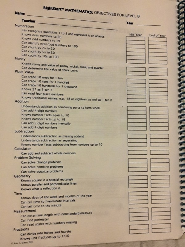 RightStart Mathematics : Level B for Home Educators by Joan A. Cotter 2001 *GUC* gallery
