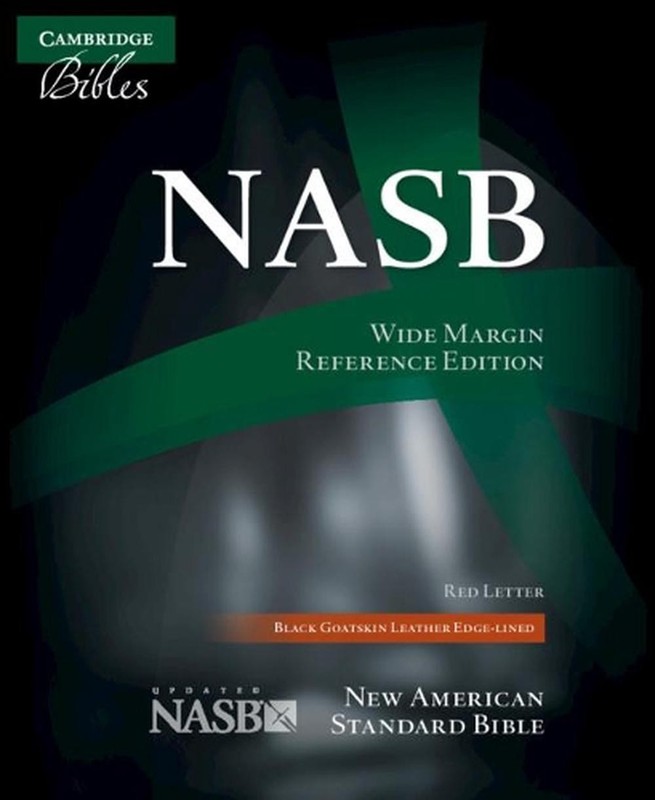 NASB Aquila Wide Margin Reference Bible, Black Goatskin Leather Edge-lined, Red-