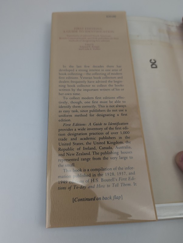 First Editions, A Guide to Identification, 1985 HC/DJ, Second Printing gallery