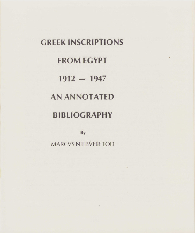 Greek Descriptions from Egypt 1912-1949