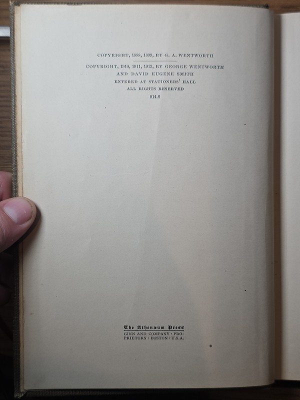 Antique VTG Math Text Book Plane and Solid Geometry by Wentworth & Smith 1913 gallery