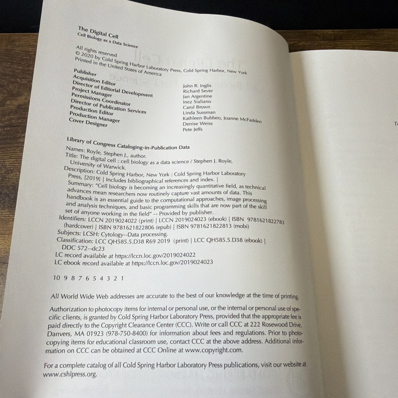 The Digital Cell: Cell Biology as a Data Science (Hardcover, 2020) First Edition gallery