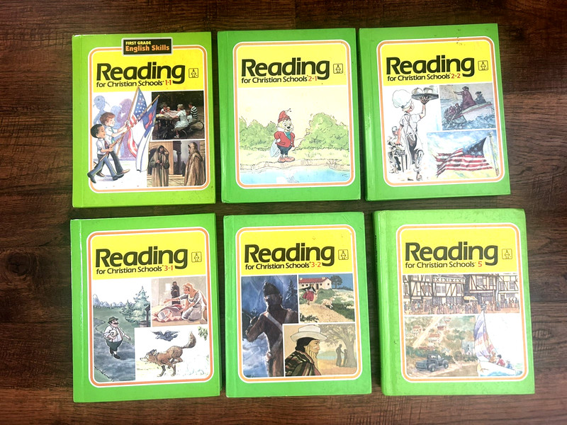 READING FOR CHRISTIAN SCHOOLS LOT OF 6: 1-1, 2-1, 2-2, 3-1, 3-2, 5 BJU
