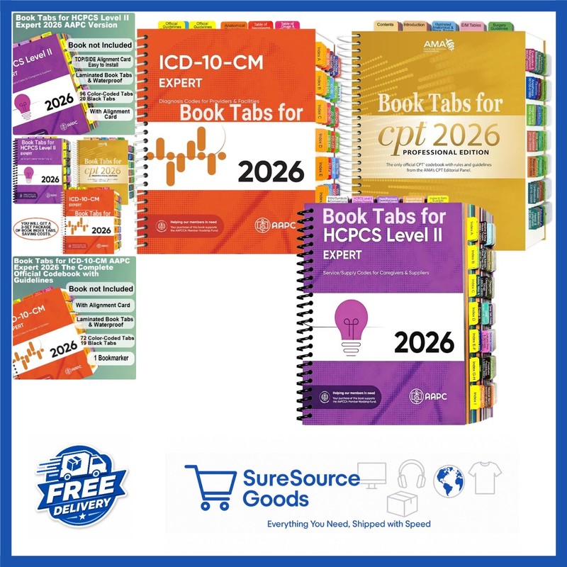 Durable Laminated PVC Medical Coding Tabs for 2026 CPT ICD-10 HCPCS Books