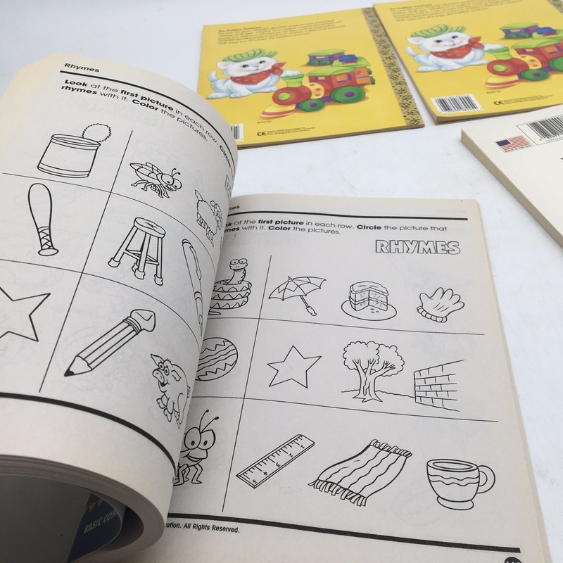 4 Vtg 1990s Preschool Reading Writing Activity Coloring Books Lot Homeschool USA gallery