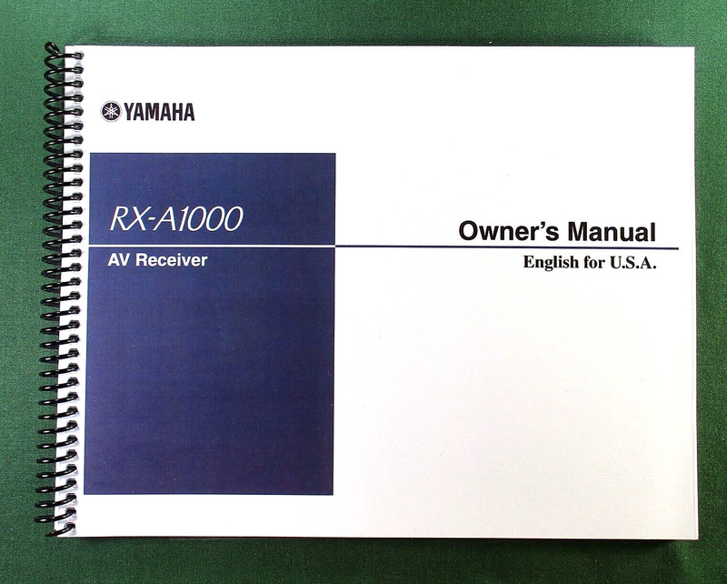 Yamaha RX-A1000 Instruction Manual: Full Color 168 Pages & Protective Covers!