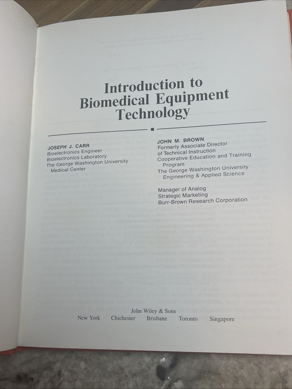 Introduction to Biomedical Equipment Technology John M. Brown Joseph J. Carr gallery
