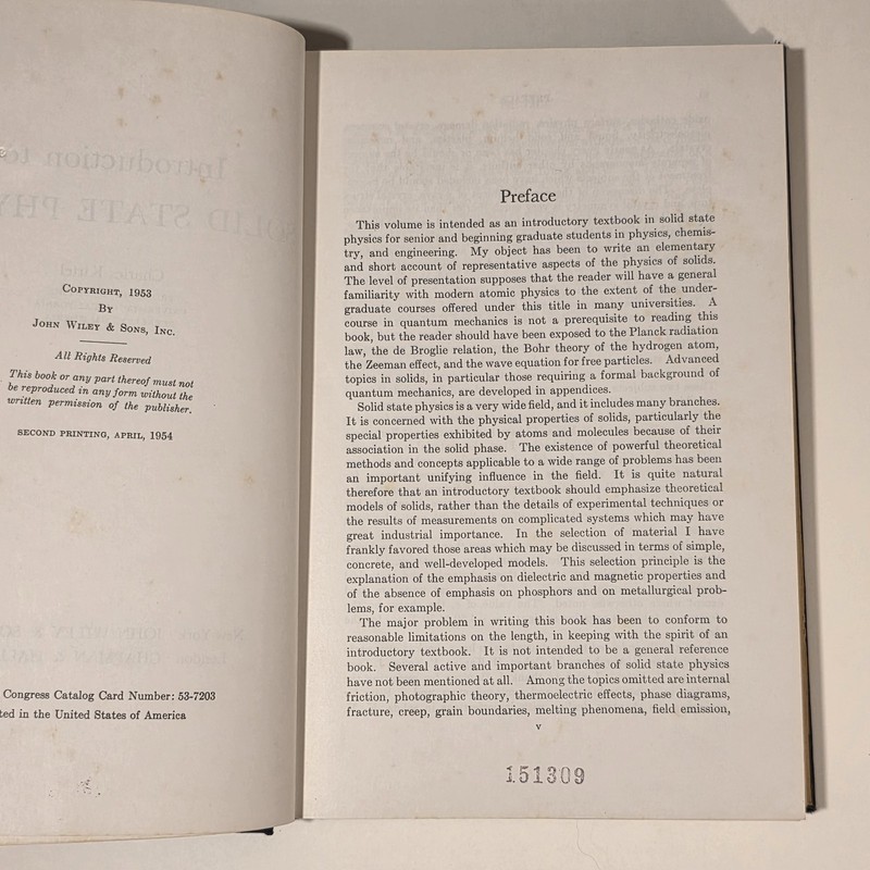 Introduction to Solid State Physics 1953 Charles Kittel HC Vintage Science Book gallery