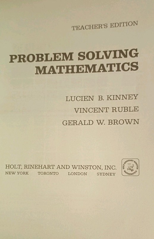 1972 Treachers Edition Problem Solving Mathematics By Holt - Rinehart - Winston gallery