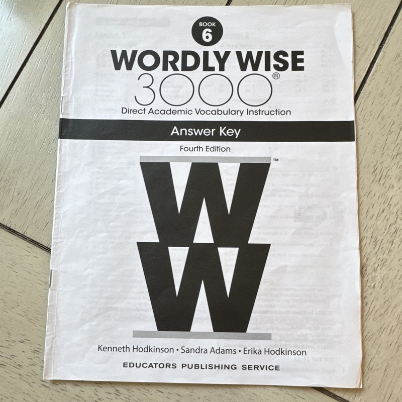 Wordly Wise 3000 Book 6 Answer Key, Fourth Edition, Educators Pub Vocabulary