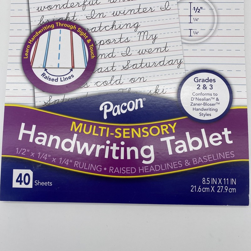 Pacon Multi-Sensory Raised Ruled Tablet Grades 2 & 3 40 sheets letter size 2469 gallery