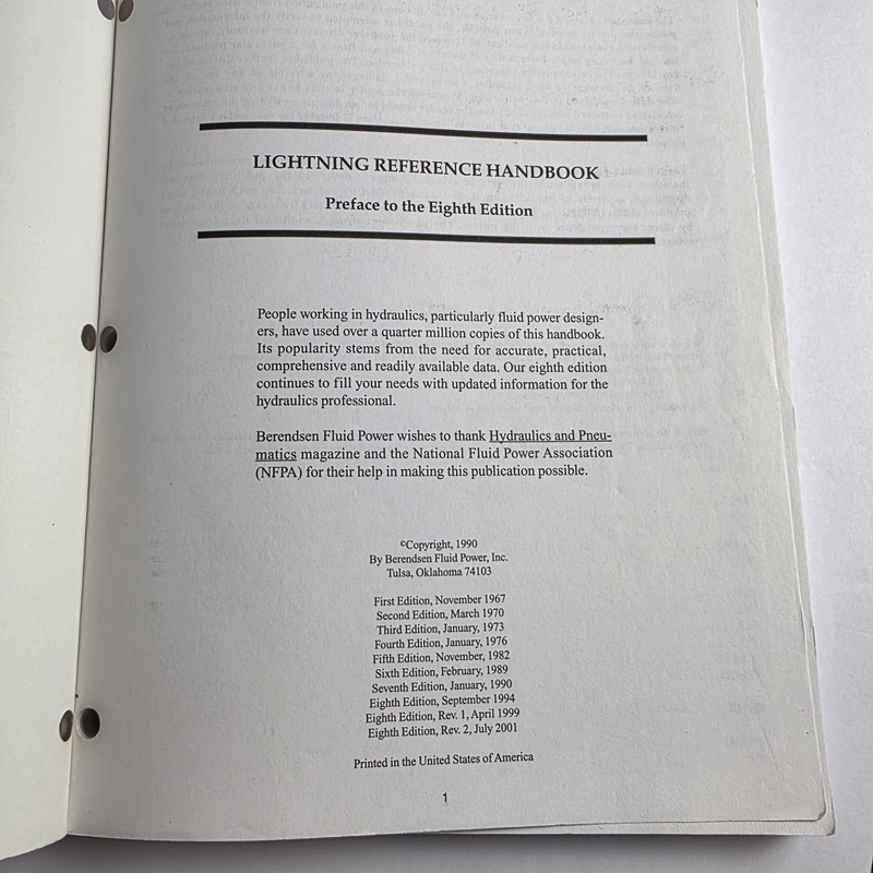 Fluid Power Designers Lightning Reference Handbook 8th Edition 2001 Paperback gallery