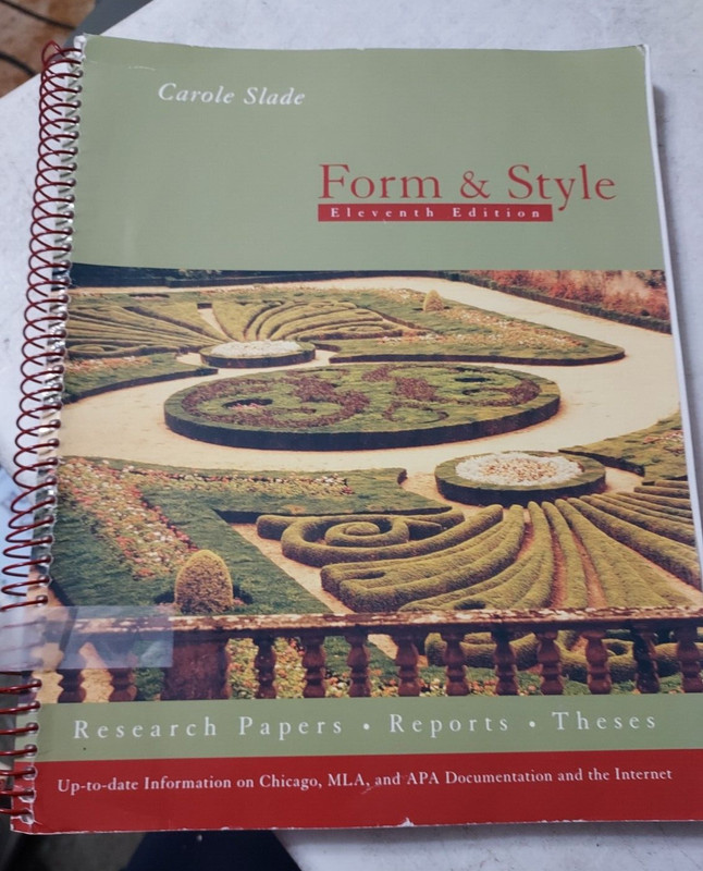FORM & STYLE Research Papers-Reports Theses 11th ed. Slade (2000,TPKspiral) HZ16