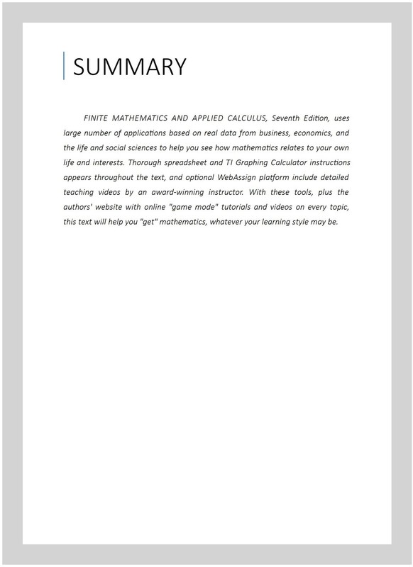 Finite Mathematics and Applied Calculus, Hardcover by Waner, Stefan; Costenob... gallery