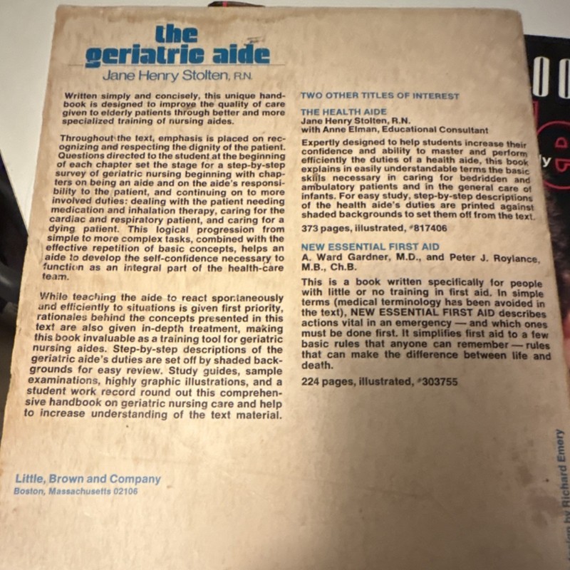 The Geriatric Aide Jane Henry Stolten R.N. Little Brown Geriatric Nursing Book gallery