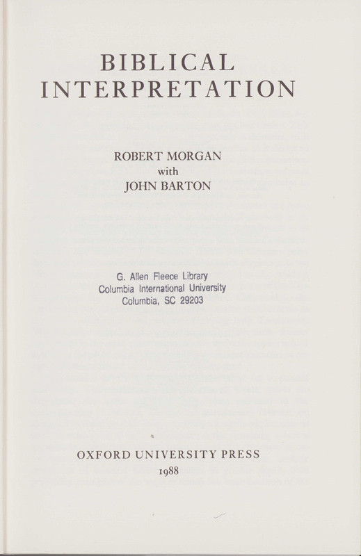 Oxford Bible Ser.: Biblical Interpretation by John Barton and Robert Morgan…