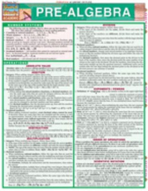 Pre-Algebra : QuickStudy Laminated Reference Guide S. B. Kizlik