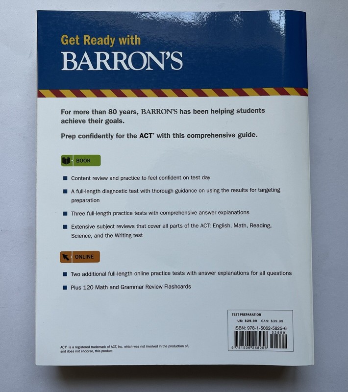 (Brand NEW) ACT Premium Study Guide with 6 Practice Tests Barron's Test Prep gallery