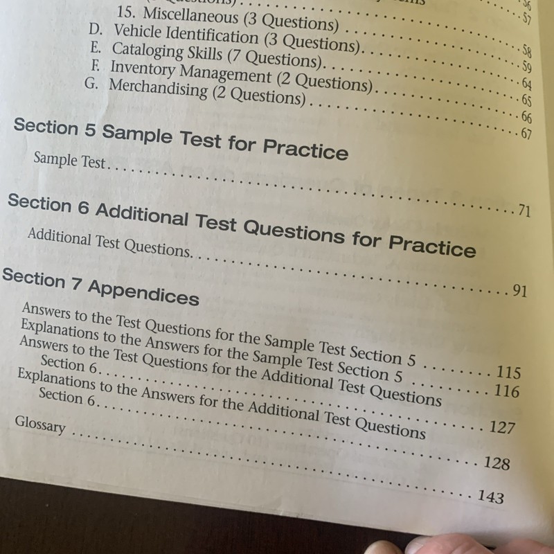 Test ASE Test Preparation P2 Parts 3rd Edition 2004 Questions Answered in ink. gallery