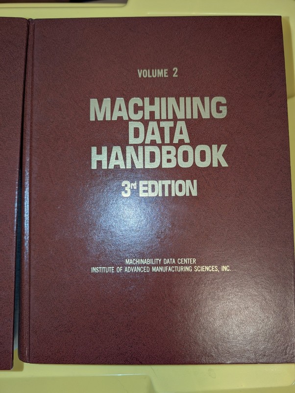Machining Data Handbook 3rd Edition Set Volume 1 & 2 Hardcover 1980 gallery