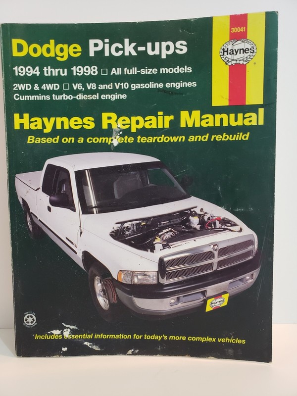 Dodge Pick-ups 1994 thru 1998 All full-size models, 2WD & 4WD, V6, V8 and V10