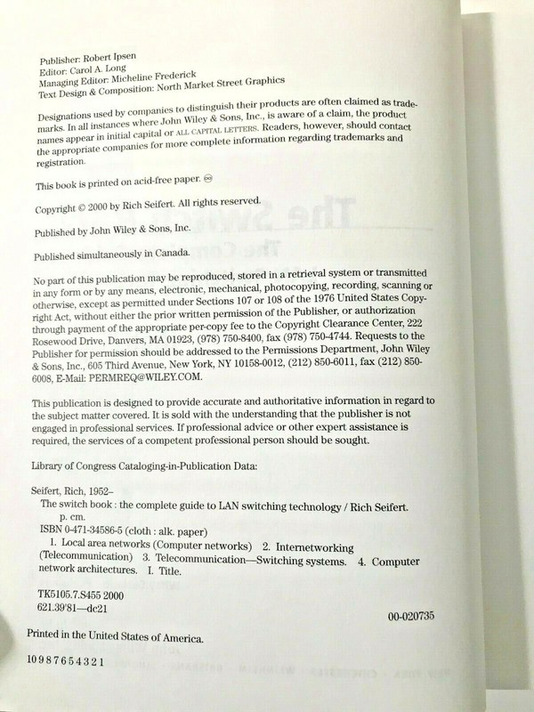 The Switch Book: Complete Guide to L A N Switching Technology -Rich Seifert Hc gallery