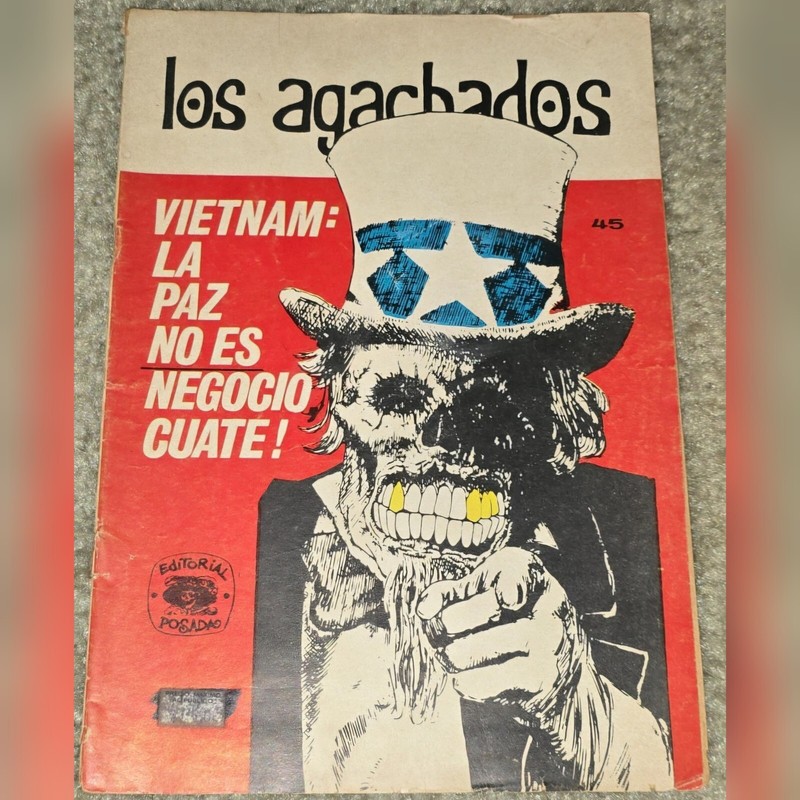 1 Rare HTF Los Agachados De Ruis 45 MX Uncle Sam Skull 1970 The Crouching Ruis