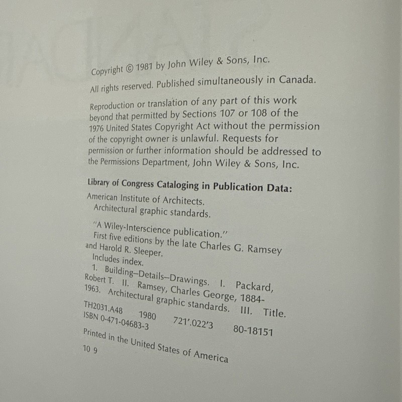 Architectural Graphic Standards Ramsey/Sleeper Seventh Edition gallery