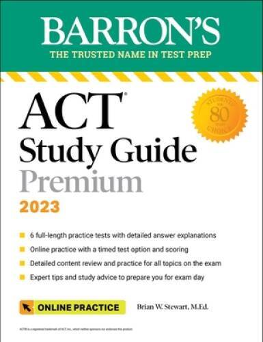 Barrons ACT Study Guide Premium, 2023: 6 Practice Tests Comprehensive – GOOD