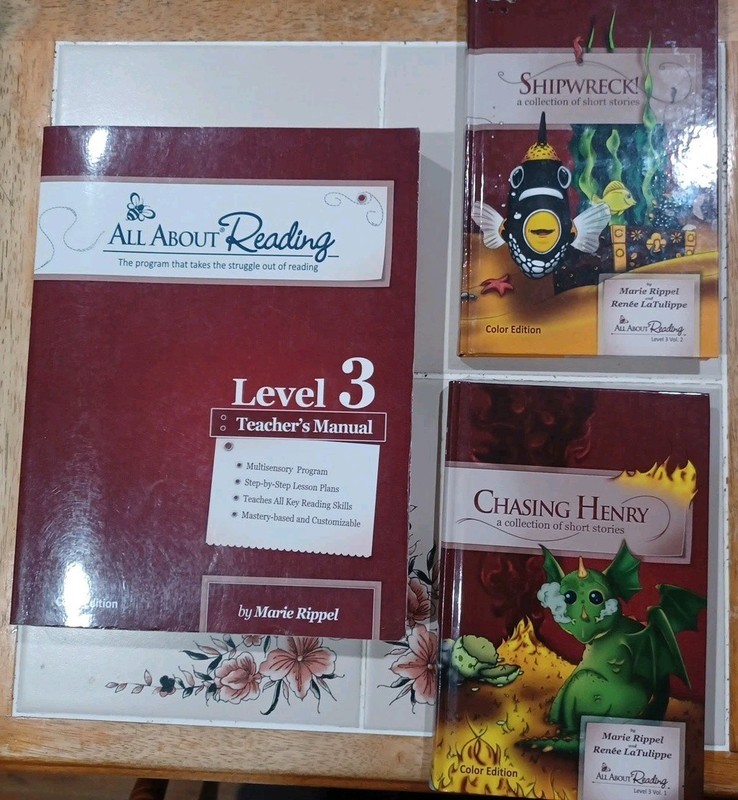 Lot Of 3 All About Reading Level 3 Teacher Manual And Readers Color Vol 1 & 2