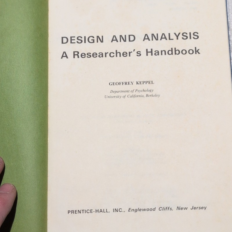 Prentice-Hall Design and Analysis by Geoffrey Keppel, 1973, Hardcover gallery