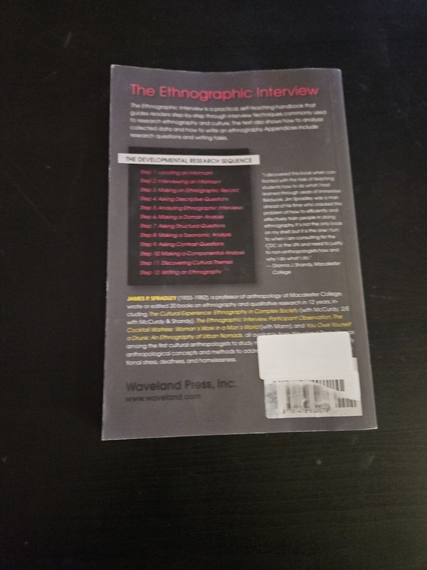 Ethnographic Interview by James P. Spradley (2016, Trade Paperback) gallery