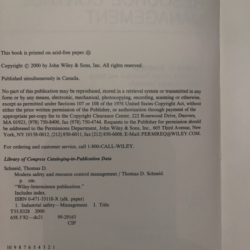 Modern Safety and Resource Control Management, Hardcover by Schneid, Thomas gallery