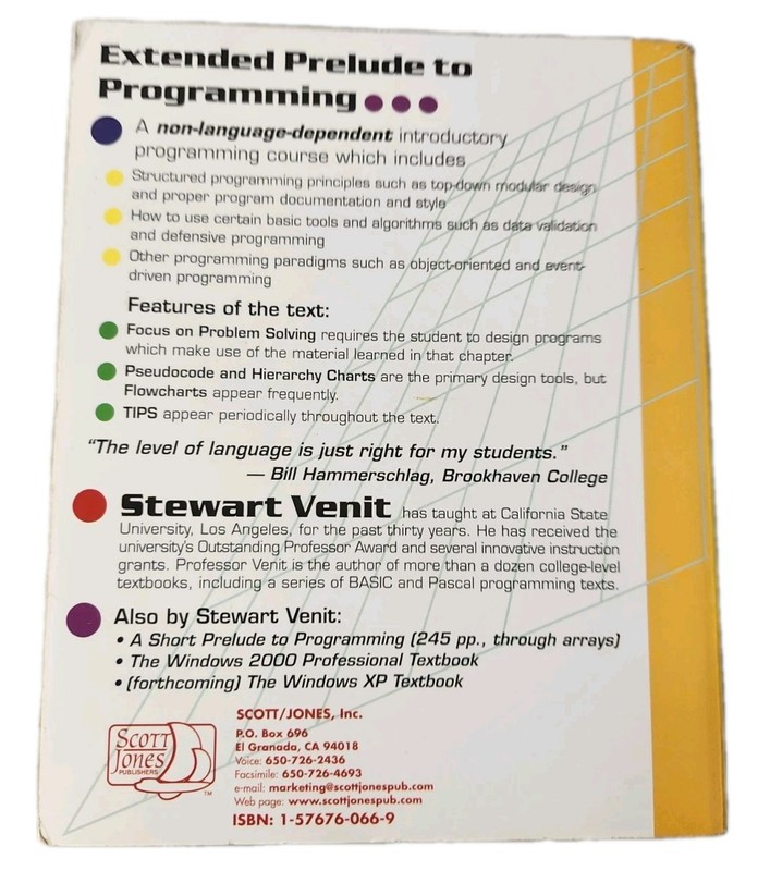 Extended Prelude to Programming Concepts and Design Stewart Venit Book Textbook gallery