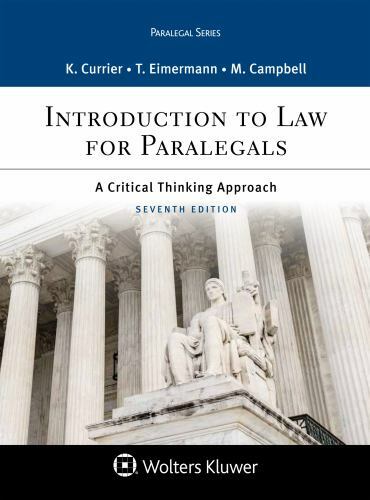 Introduction to Law for Paralegals : A Critical Thinking Approach 7th edition